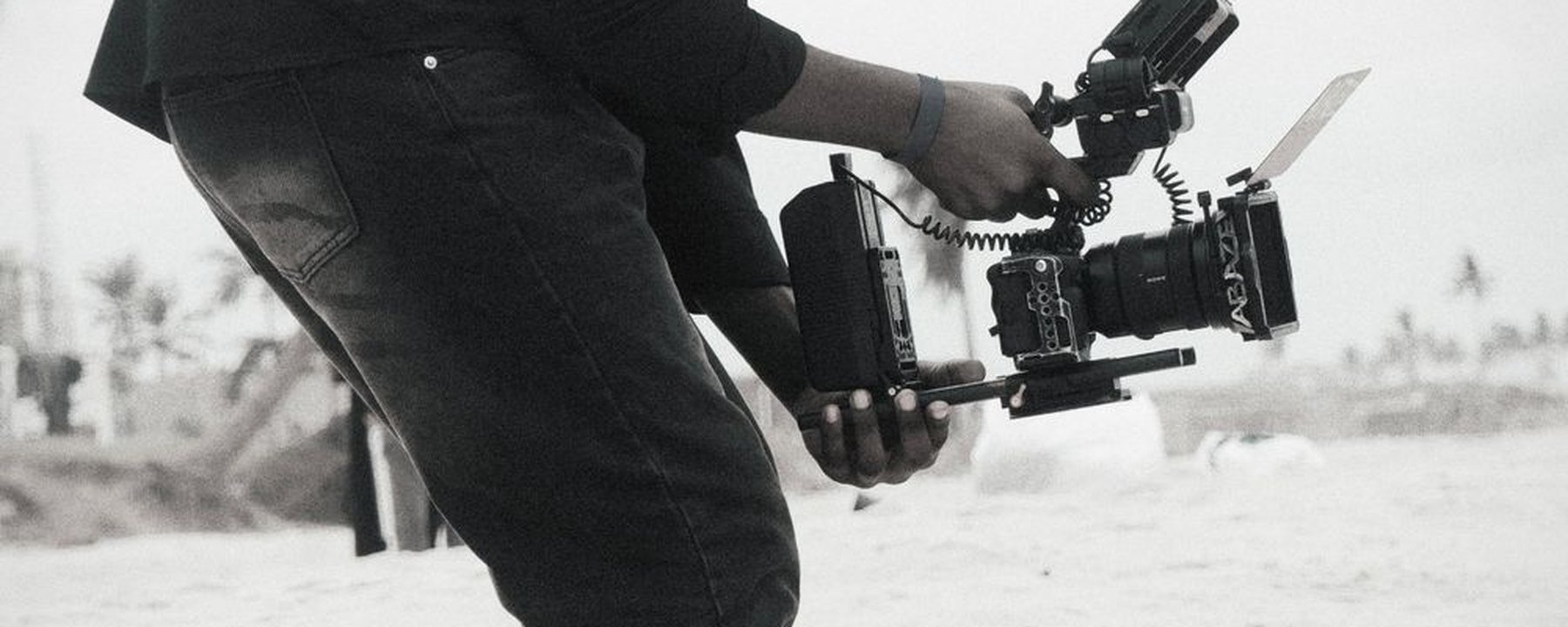 A videographer on location